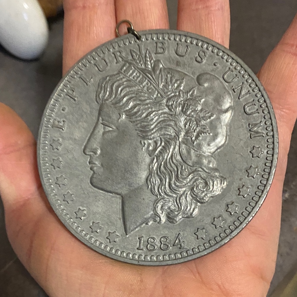 3” Large Scale replica or medallion of the 1884 Silver Coin Pendant